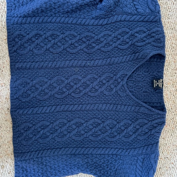 Paul James 100% XL wool dark blue cable knit sweater - Picture 4 of 7